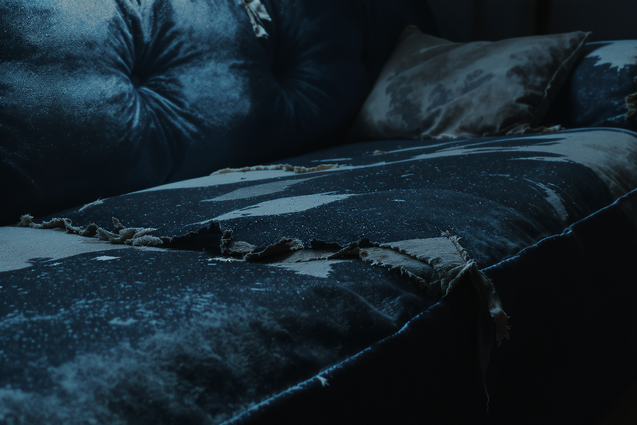 Before: Stained sofa upholstery